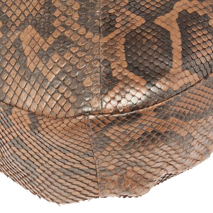 Pre Owned Jimmy Choo Metallic Beige Python Limited Edition 4/4 Saba Hobo