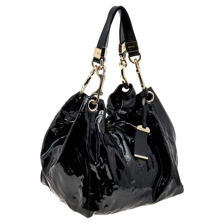Pre Owned Jimmy Choo Black Patent Leather Hobo