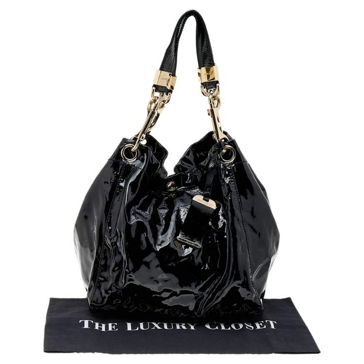 Pre Owned Jimmy Choo Black Patent Leather Hobo