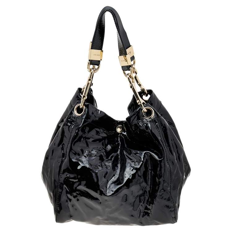 Pre Owned Jimmy Choo Black Patent Leather Hobo