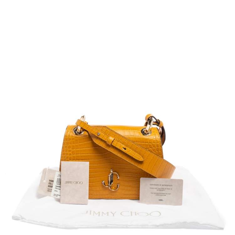 مملوكة مسبقًا Jimmy Choo Mustard Croc Embossed Leather Varenne Shoulder Bag