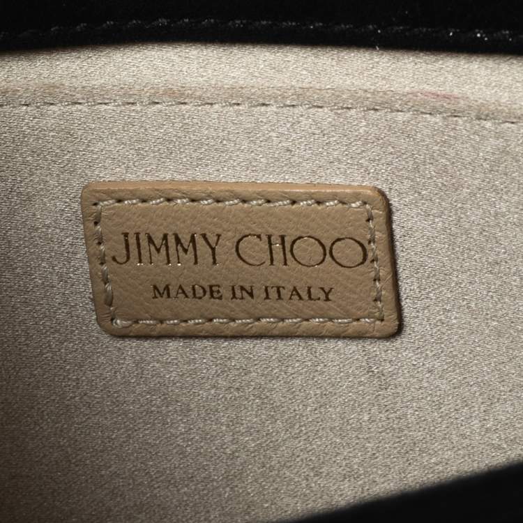 Pre Owned Jimmy Choo Black Shimmer Leather And Glitter Fabric Alba Shoulder Bag