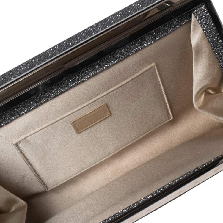 Pre Owned Jimmy Choo Silver Glitter Cayla Clutch