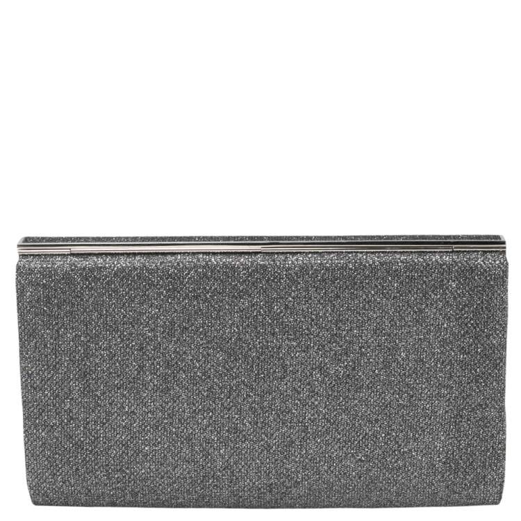 Pre Owned Jimmy Choo Silver Glitter Cayla Clutch