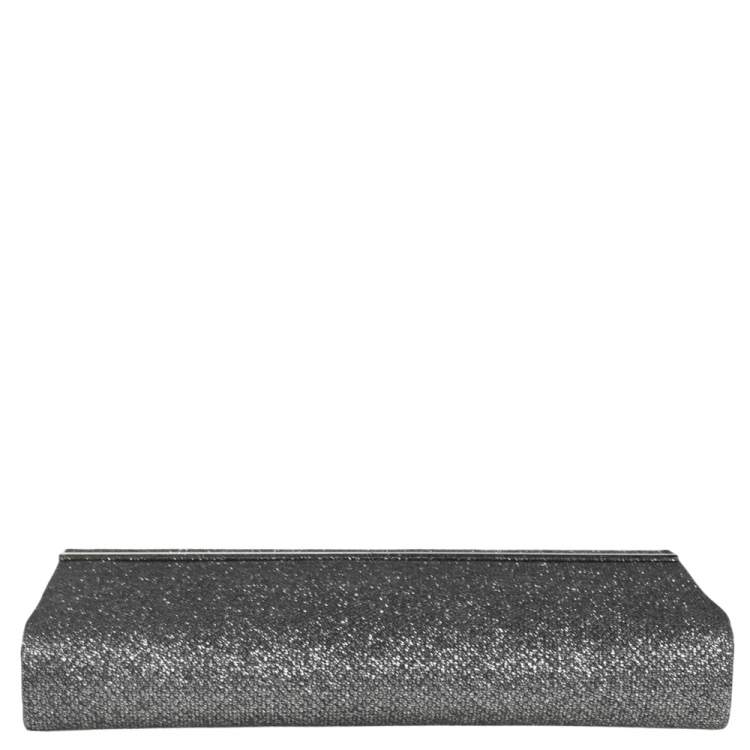 Pre Owned Jimmy Choo Silver Glitter Cayla Clutch