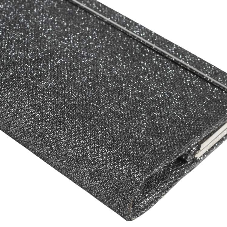 Pre Owned Jimmy Choo Silver Glitter Cayla Clutch