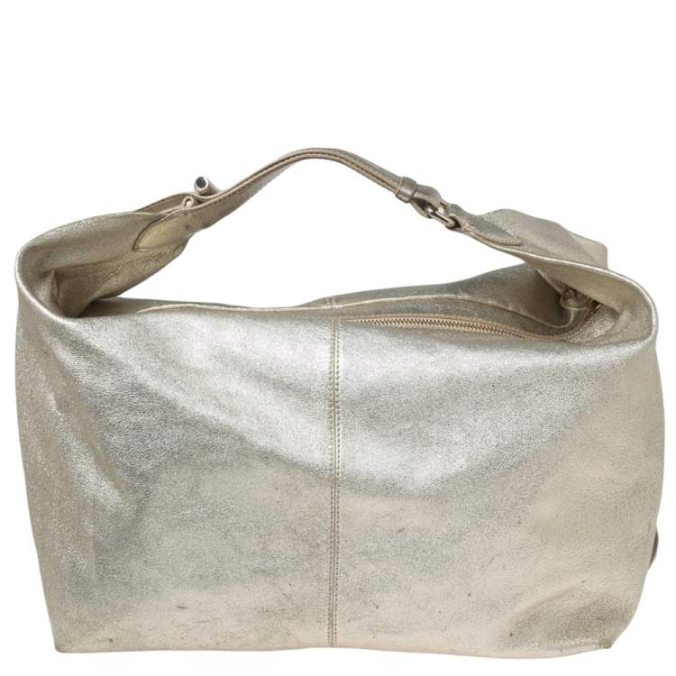 مملوكة مسبقًا Jimmy Choo Metallic Gold Leather Zip Hobo