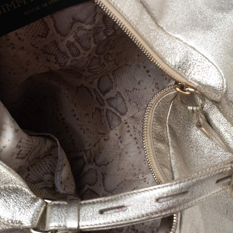 مملوكة مسبقًا Jimmy Choo Metallic Gold Leather Zip Hobo