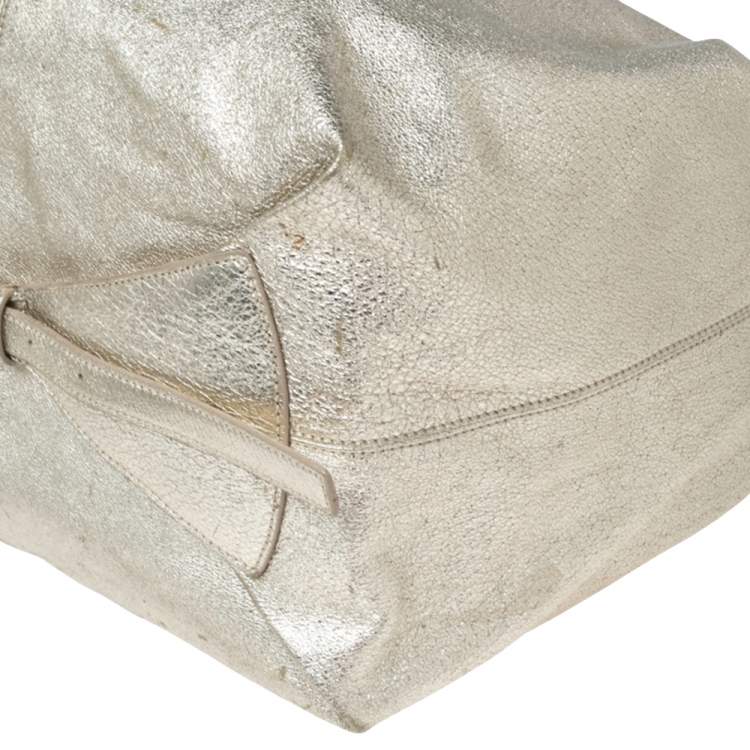 مملوكة مسبقًا Jimmy Choo Metallic Gold Leather Zip Hobo