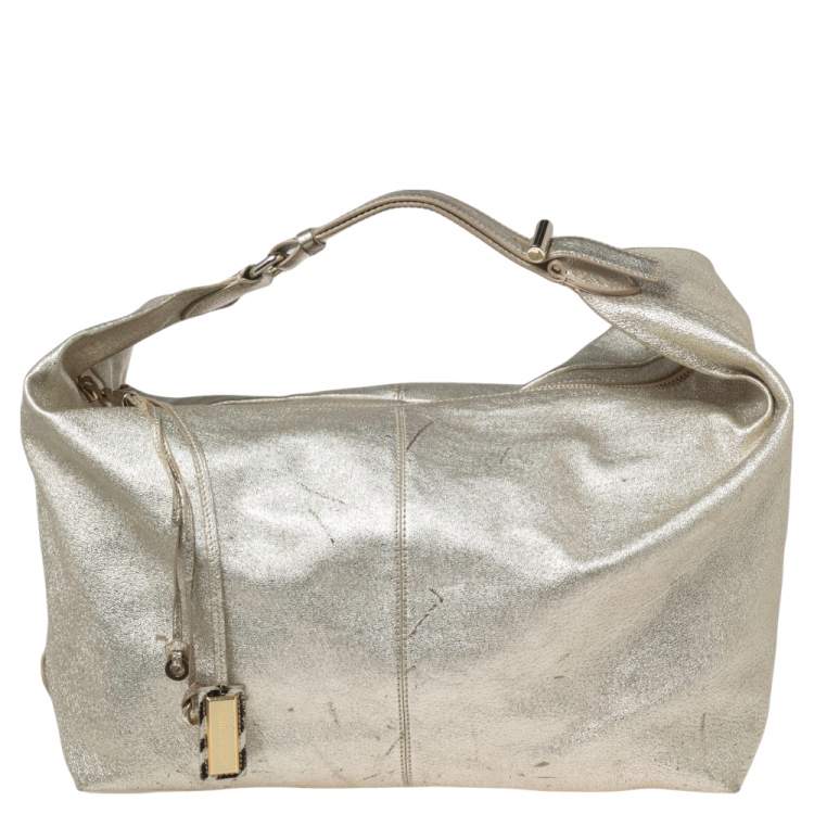 مملوكة مسبقًا Jimmy Choo Metallic Gold Leather Zip Hobo