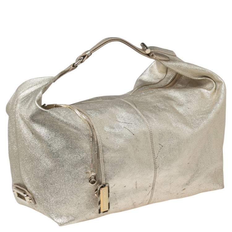 مملوكة مسبقًا Jimmy Choo Metallic Gold Leather Zip Hobo