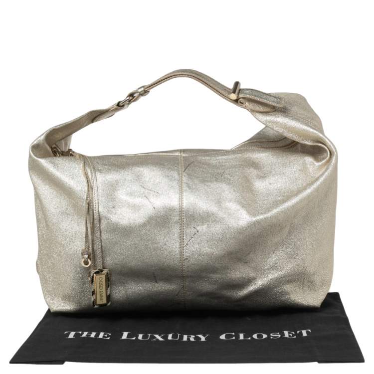 مملوكة مسبقًا Jimmy Choo Metallic Gold Leather Zip Hobo