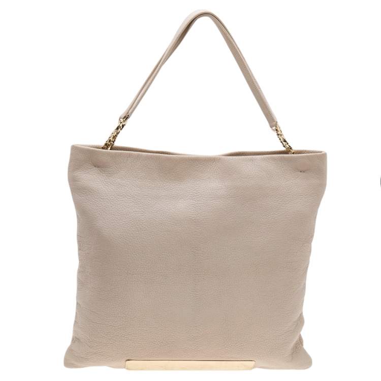 Pre Owned Jimmy Choo Beige Leather Large Charlie Tote