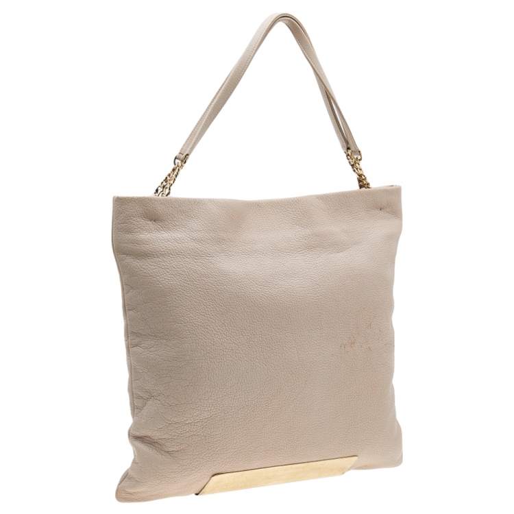 Pre Owned Jimmy Choo Beige Leather Large Charlie Tote