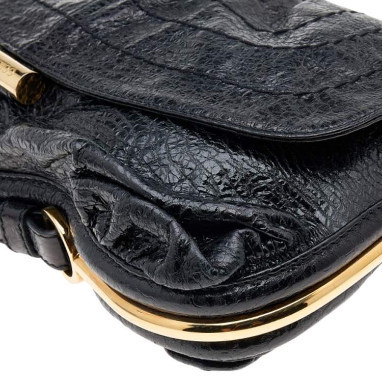Pre Owned Jimmy Choo Black Leather Ayse Shoulder Bag