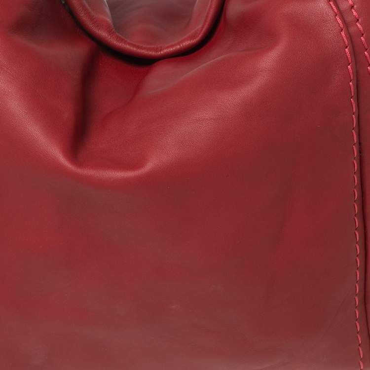 Pre Owned Jimmy Choo Red Leather Medium Saba Hobo