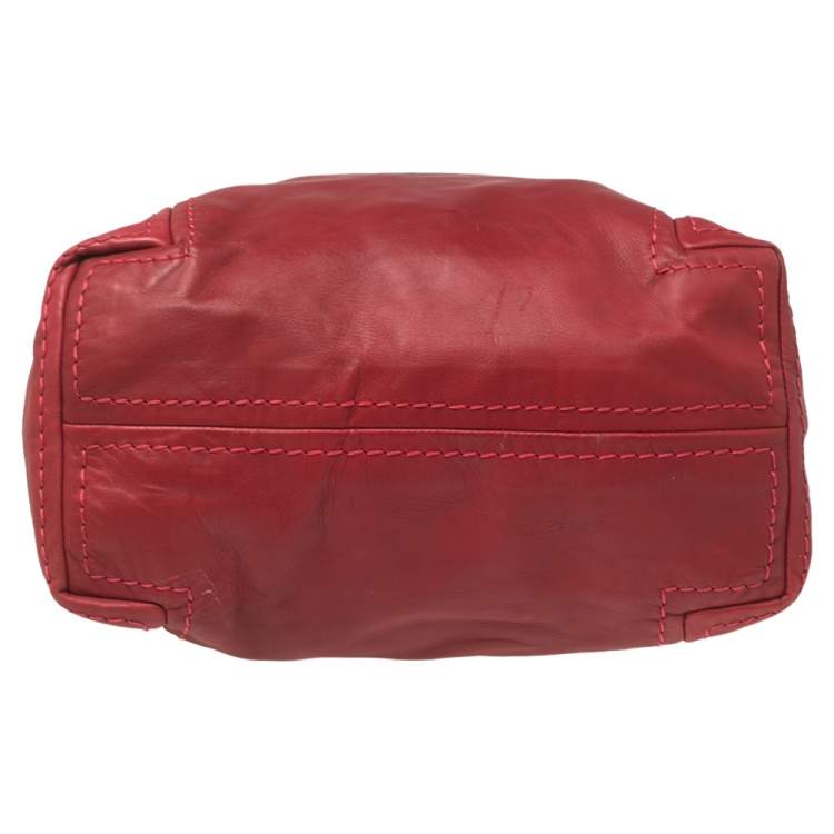 Pre Owned Jimmy Choo Red Leather Medium Saba Hobo