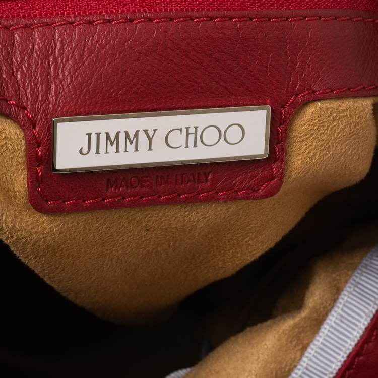 Pre Owned Jimmy Choo Red Leather Medium Saba Hobo