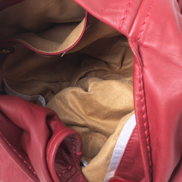Pre Owned Jimmy Choo Red Leather Medium Saba Hobo