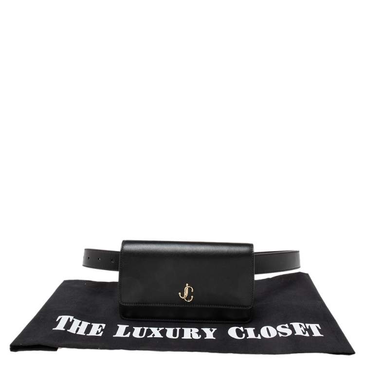 Pre Owned Jimmy Choo Black Leather Varenne Belt Bag