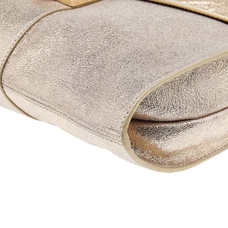 مملوكة مسبقًا Jimmy Choo Metallic Gold Leather Rebel Clutch Bag
