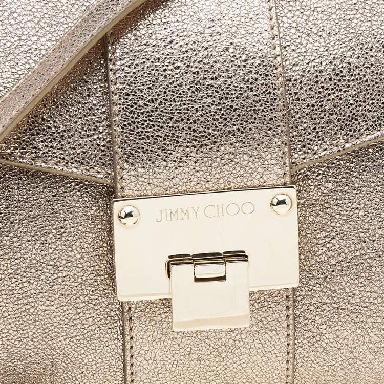مملوكة مسبقًا Jimmy Choo Metallic Gold Leather Rebel Clutch Bag