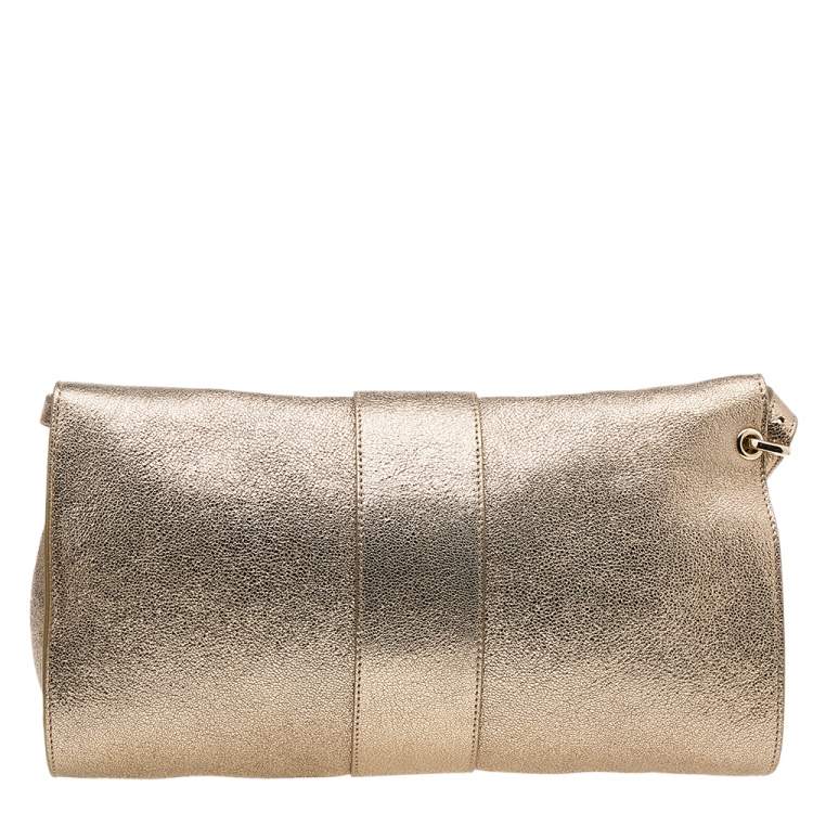 مملوكة مسبقًا Jimmy Choo Metallic Gold Leather Rebel Clutch Bag