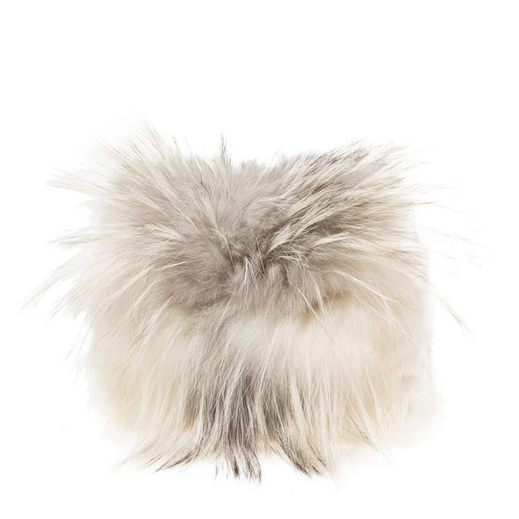 مملوكة مسبقًا Jimmy Choo White Mink Fur Lockett Chain Shoulder Bag