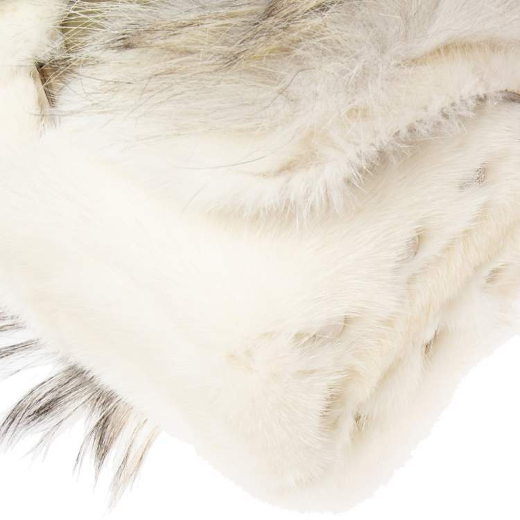 مملوكة مسبقًا Jimmy Choo White Mink Fur Lockett Chain Shoulder Bag