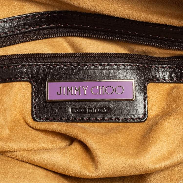 Pre Owned Jimmy Choo Brown/White Zebra Print Calf Hair and Python Malena Satchel