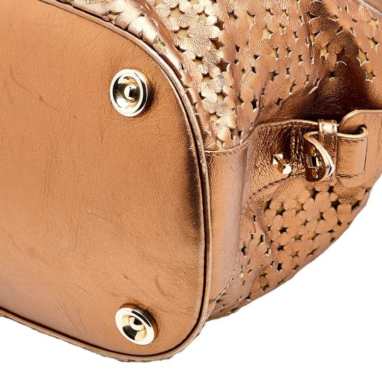 Pre Owned Jimmy Choo Metallic Bronze Leather Star Laser Cut Satchel
