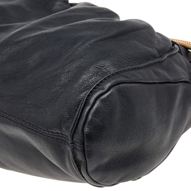 Pre Owned Jimmy Choo Black Leather Oversized Chain Zip Clutch