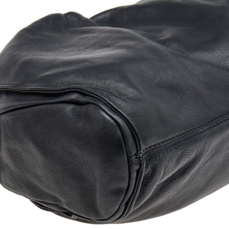 Pre Owned Jimmy Choo Black Leather Oversized Chain Zip Clutch
