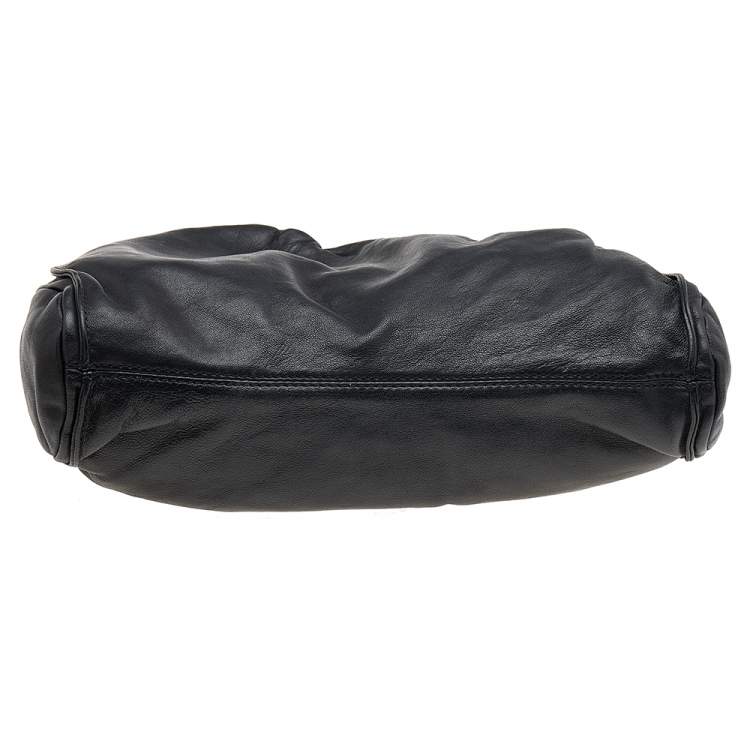 Pre Owned Jimmy Choo Black Leather Oversized Chain Zip Clutch