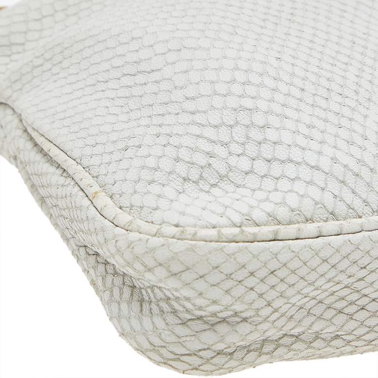 Pre Owned Jimmy Choo Cream Snakeskin and Python Embossed Leather Clutch