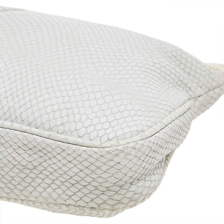 Pre Owned Jimmy Choo Cream Snakeskin and Python Embossed Leather Clutch