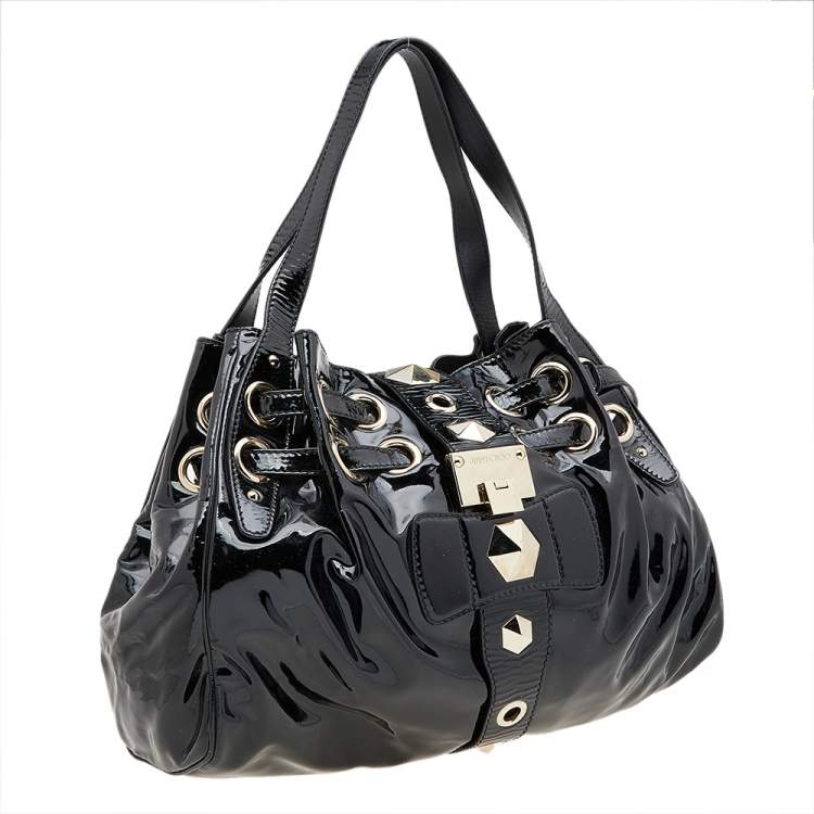 Pre Owned Jimmy Choo Black Patent Leather Riki Tote