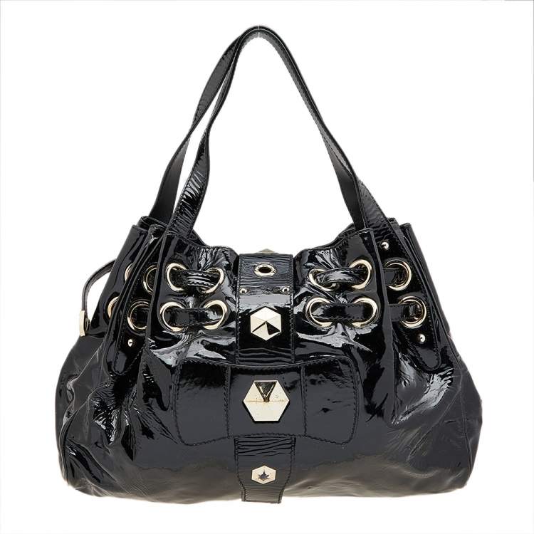 Pre Owned Jimmy Choo Black Patent Leather Riki Tote