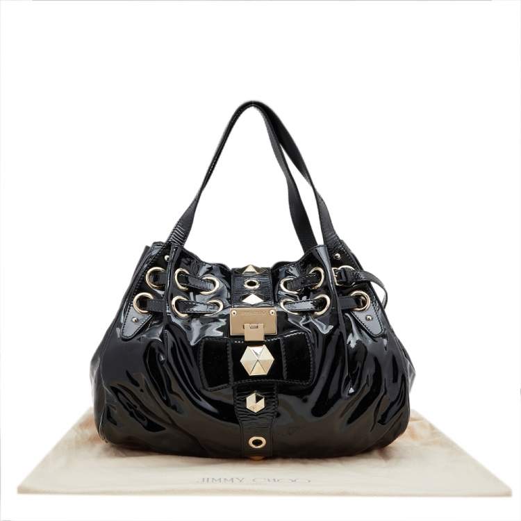Pre Owned Jimmy Choo Black Patent Leather Riki Tote