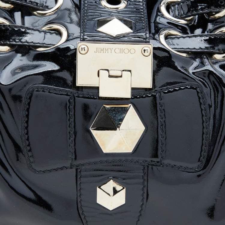 Pre Owned Jimmy Choo Black Patent Leather Riki Tote