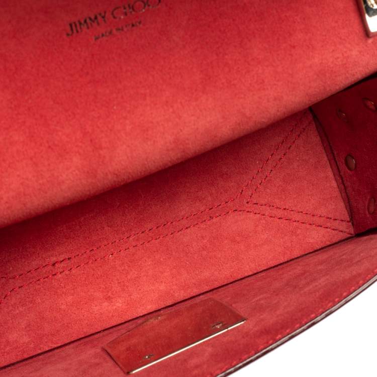 Pre Owned Jimmy Choo Metallic Red Leather Lockett City Shoulder Bag
