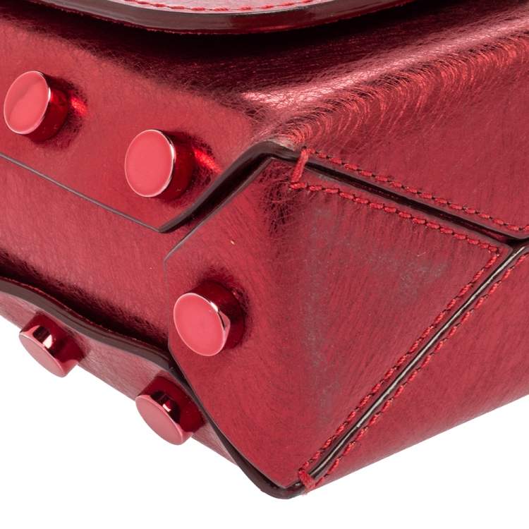 Pre Owned Jimmy Choo Metallic Red Leather Lockett City Shoulder Bag