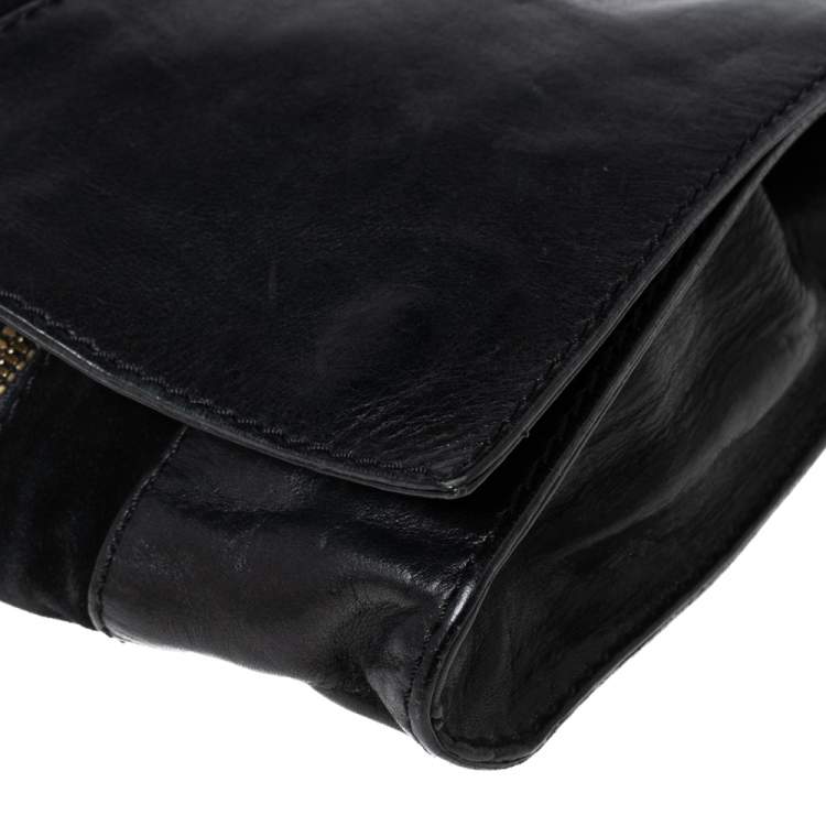 Pre Owned Jimmy Choo Black Suede and Leather Martha Clutch
