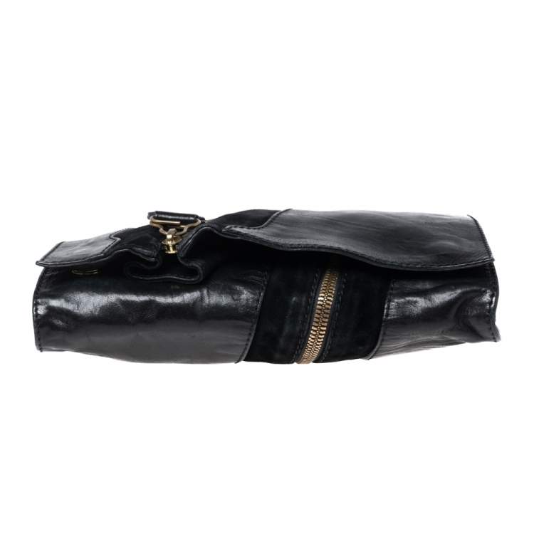 Pre Owned Jimmy Choo Black Suede and Leather Martha Clutch