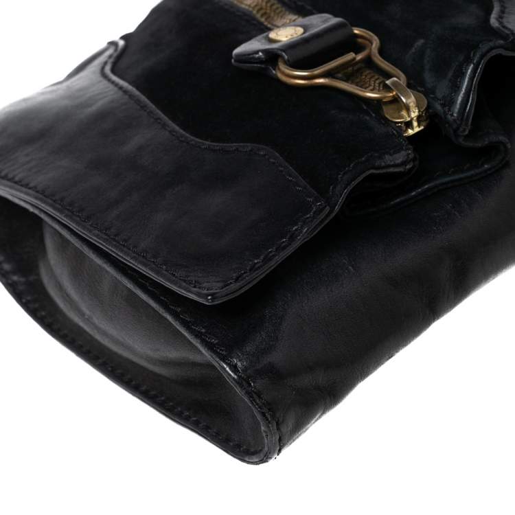 Pre Owned Jimmy Choo Black Suede and Leather Martha Clutch