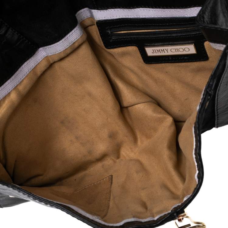 Pre Owned Jimmy Choo Black Suede and Leather Martha Clutch