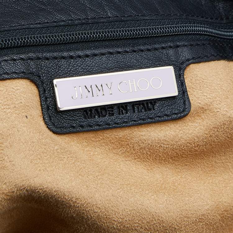Pre Owned Jimmy Choo Black Leather Embellished Hobo