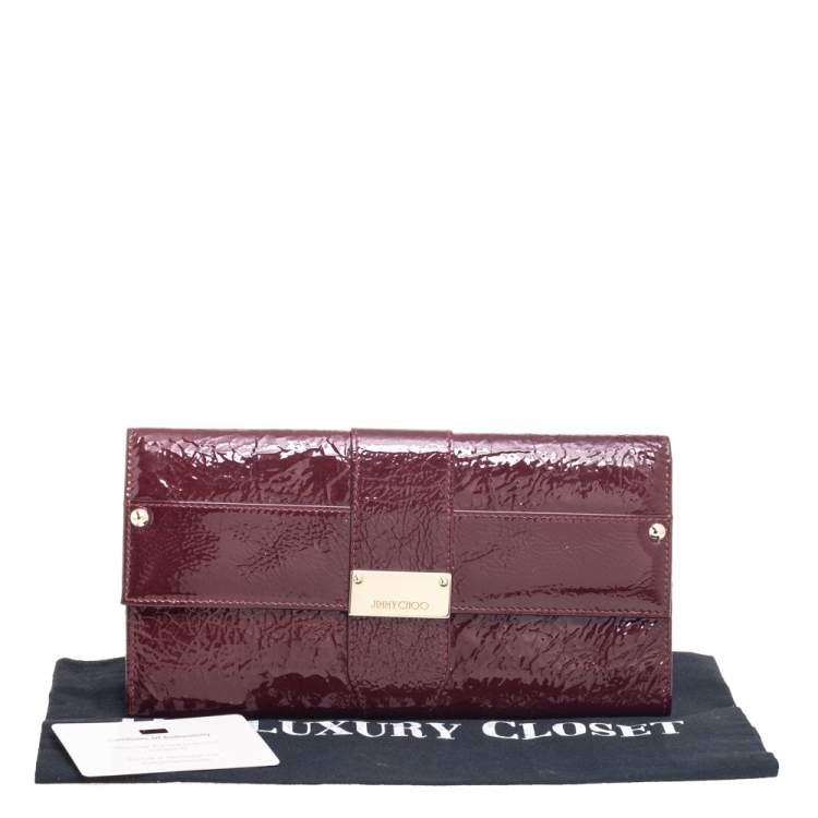 Pre Owned Jimmy Choo Burgundy Patent Leather Reese Clutch