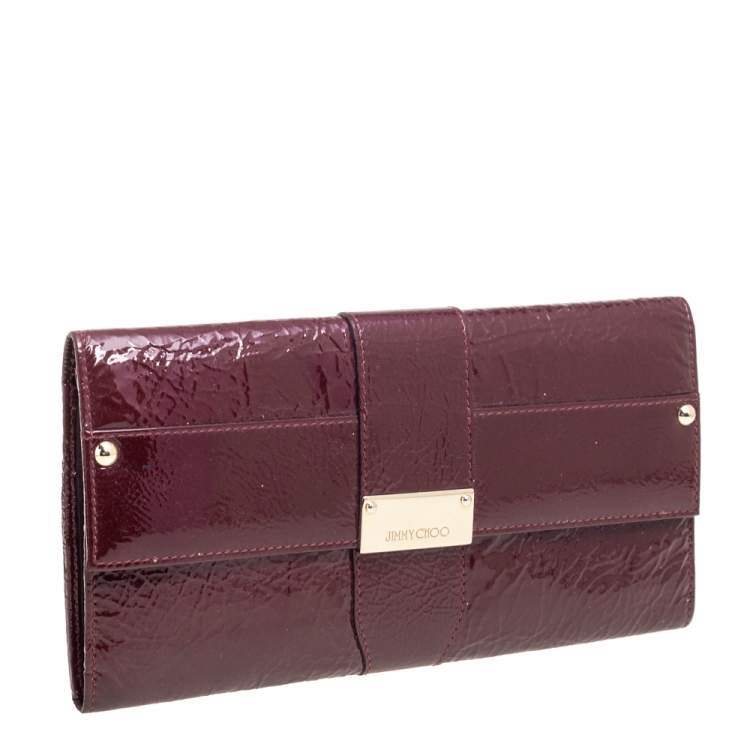 Pre Owned Jimmy Choo Burgundy Patent Leather Reese Clutch