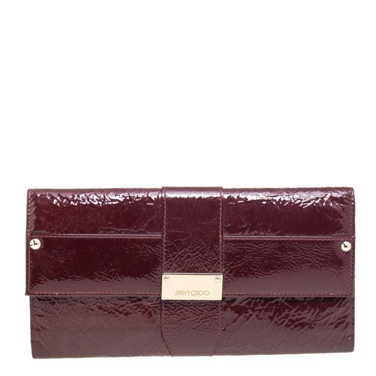 Pre Owned Jimmy Choo Burgundy Patent Leather Reese Clutch